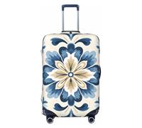 Kaifanee Housse de protection élastique pour valise de voyage, motif pieuvre nautique Kraken Ocean - Anti-rayures - Convient aux bagages de 45,7 à 81,3 cm, motif floral bleu, M(23"-26" Suitcase)