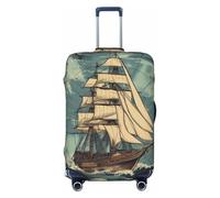 Kaifanee Housse de protection élastique pour valise de voyage, vintage, rose, vieux journal, anti-rayures, convient aux bagages de 45,7 à 55,9 cm, Carte nautique, XL(31"-32" Suitcase)