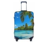 Kaifanee Housse de protection élastique pour valise, motif palmiers tropicaux sur île ensoleillée sur une île ensoleillée, protection anti-rayures, convient aux bagages de 45,7 à 81,3 cm, Scène de