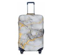 Kaifanee Housse de protection élastique pour valise, motif palmiers tropicaux sur île ensoleillée sur une île ensoleillée, protection anti-rayures, convient aux bagages de 45,7 à 81,3 cm, Marbre gris
