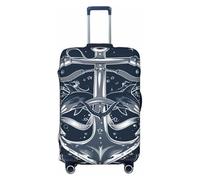 Kaifanee Housse de protection élastique pour valise, motif palmiers tropicaux sur île ensoleillée sur une île ensoleillée, protection anti-rayures, convient aux bagages de 45,7 à 81,3 cm, Ancre bleu