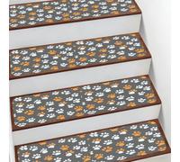 Kaifanee Lot de 15 tapis d'escalier antidérapants en caoutchouc pour animaux domestiques, enfants et personnes âgées Motif empreintes de pattes de chien 20 x 76 cm