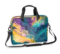 Kaifanee Sac à bandoulière pour ordinateur portable de 40,6 cm, pour ordinateur portable ou tablette, taché d'encre violette, jaune et verte, porte-documents d'affaires, cadeau pour homme et femme