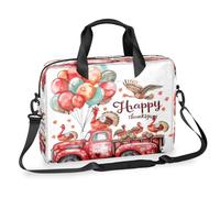 Kaifanee Sac à bandoulière pour ordinateur portable de 40,6 cm - Sac à bandoulière pour ordinateur portable ou tablette, camion rouge aquarelle avec ballon de dinde - mallette d'affaires - Cadeau pour