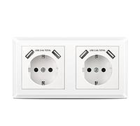 Kaifire Prise USB, Schuko Double prise murale avec chargeur USB Prise murale encastrée pour smartphone, tablette, MP3, etc.