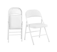 KAIHAOWIN Lot de 2 Chaise Pliantes Rembourrées, Chaises Pliantes avec Dossier et Sièges Rembourrés pour Les Réunions de Restauration événements de Mariage, Blanc