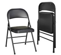 KAIHAOWIN Lot de 2 Chaises Pliantes, Chaise Pliante Rembourree avec Structure Métallique Stable, Chaise Pliante Peu Encombrante Convient pour Le Salon, La Salle à Manger, Le Bureau, Noir