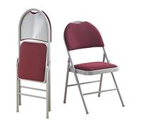 KAIHAOWIN Lot de 2 Chaises Pliantes en Métal, Chaise Pliante Confortable avec Dossier Allongé et Poignée de Transport, Chaise Pliante Rembourrée pour l'intérieur, Facile à Transporter, Rouge