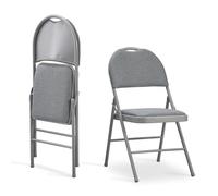 KAIHAOWIN Lot de 2 chaises Pliantes en métal rembourrées, Chaise d'invité avec Dossier Ergonomique et poignée de Transport, Chaise Pliante pour l'intérieur, légère et Portable, Gris