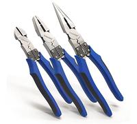 KAIHAOWIN Lot de 3 pinces multifonctionnelles, pinces coupantes diagonales robustes de 20,3 cm, pinces de ligne de 20,3 cm, pinces à bec aiguille de 22,9 cm avec outils portables