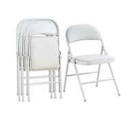 KAIHAOWIN Lot de 4 Chaise Pliantes Rembourrées, Chaises Pliantes avec Dossier et Sièges Rembourrés pour Les Réunions de Restauration événements de Mariage Blanc