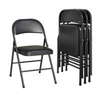 KAIHAOWIN Lot de 4 Chaises Pliantes, Chaise Pliante Rembourree avec Structure Métallique Stable, Chaise Pliante Peu Encombrante Convient pour Le Salon, La Salle à Manger, Le Bureau, Noir