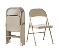 KAIHAOWIN Lot de 4 Chaises Pliantes en Métal, Chaises D'appoint Gain de Place, Chaises Pliantes Stables pour Les Réunions, Les Bureaux, Mariages, Fêtes et Les événements - Beige