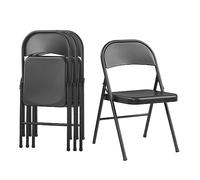 KAIHAOWIN Lot de 4 Chaises Pliantes en Métal, Chaises Pliantes Stables, Chaises Pliantes D'intérieur de Place pour Les Réunions, Les Bureaux, Les Mariages, Les Fêtes et Les événements - Noir