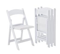 KAIHAOWIN Lot de 4 chaises pliantes en résine avec siège rembourré en vinyle pour intérieur et extérieur pour événements, fête, mariage - Blanc