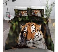 KaiHeBeding Housse de Couette 200x200 Cm, Tigre Parure de Lit Adulte 3-PièCes avec 2 Taies d'oreiller 65x65 cm Animaux Microfibre Housse Couette -avec Fermetures éClair