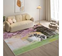 KaiHeBeding Tapis Salon Lavable 120x170cm, Dalmatien Tapi AntidéRapant, pour Salon, Salle à Manger, Cuisine, Bureau, Tapis de Chambre Fleurs Descente de Lit RéSistant