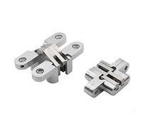 KAIISSA 2 PCS Charnière Cachée Charnière Invisible Charnière De Porte Pliante 180 Degrés Charnière Cachée En Alliage De Zinc Croix Invisible Pour Armoire De Porte, Quincaillerie avec Vis, Fini Brossé
