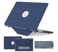 KAIJIAbox Coque pour MacBook Air 15" M4 M3 M2 2026 2025-2023 A3241 A3114 A2941, support pliable, housse de clavier, tapis de souris, coque rigide en plastique tissé, se ferme sans couture, bleu marine