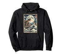 Kaiju Cat T-Rex Dinosaure Ukiyo-e Impression d'art Sweat à Capuche