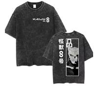 Kaiju Manga No 8 T-Shirt Vintage Washed Hommes Femmes T-Shirts en Pur Coton Col O Hibino Kafka Tee Shirt Short Sleeve Clothing