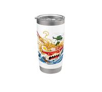 Kaiju Ramen Great Wave Anime japonais Amant de nouilles Gobelet isotherme en acier inoxydable double paroi