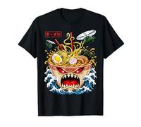 Kaiju Ramen Great Wave Anime Japonais Amant de Nouilles T-Shirt