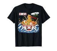 Kaiju Ramen Great Wave Anime Japonais Amant de Nouilles T-Shirt
