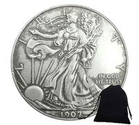 KaiKBax Ancienne pièce de monnaie de 1 dollar de la Liberté debout 1907 en nickel Hobo commémorative américaine vieilles pièces de monnaie - Pochette cadeau