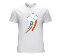 KAILANGQI T-Shirt O-Neck Print New Rainbow Dash Cutie T Cotton Top Mens Custom Made Short-Sleeved T-Shirt White XL