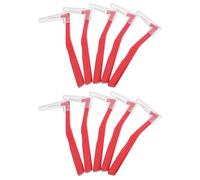 KAILIKETIY 10 Pièces Brosse Interdentaire Coudée, Brosses Intradentaires, Plastique, Rouge, Poignée Flexible, pour Appareils Dentaires et Dents, Hygiène Bucco-dentaire au Travail
