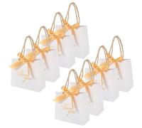 KAILIKETIY 12 Paquets Cadeaux de Mariage Blancs, Pochette Délicate en Papier avec Poignées et Rubans, pour Bonbons et Petits Gâteaux, Réception et Fête de Noces
