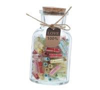KAILIKETIY 1ensemble Capsule Décoration Verre avec Bouchons Liège Messages Amour Et Notes Personnalisées pour Saint-Valentin Et Anniversaires De Capsules Transparentes pour Souhaits Et