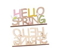 KAILIKETIY 1pièce Décoration Bois De Pâques Lettres Hello Spring Ornements Créatifs pour Maison Fête Et Bar Design Simple Et Élégant pour Saison Printanière
