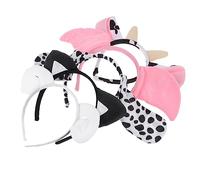 KAILIKETIY 5 pièces Bandeaux Animaux Peluche pour Garçon Fille Accessoires de Cheveux Adorables pour Fêtes et Cosplay Chien Tacheté Chat Blanc à et Cochon Rose