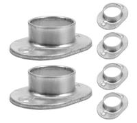 KAILIKETIY 6pcs Embase de Montage à Bride Ronde pour Poteau Rond en Acier Zingué Argenté, Support de Rambarde de Terrasse Résistant aux Conditions Extérieures, pour Usage Extérieur