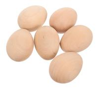 KAILIKETIY 6pcs Œufs de Bois Factices Solides en Bois Kaki pour Peinture et Artisanat, Accessoires Robustes pour Décorations et Activités Créatives de Pâques