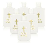 KAILIKETIY 6pièces Bouteilles Plastique Saintes avec Croix Dorée pour Eau Bénite Accessoires Religieux pour Baptême Et Pâques