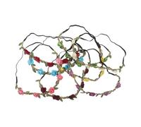 KAILIKETIY 8 Pièces Bandeau Floral Élastique Rose pour Femmes et Filles Couronne de Fleurs Boho Ajustable Accessoires Légers pour Mariage Plage et Fête