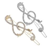 KAILIKETIY Barrette Note De Musique Strass 2 Pièces Petite Taille Accessoires Pour Cheveux Femme Fille Fête Mariage Doré Argenté