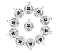 KAILIKETIY Boules Pendentifs Multifonctions 30pcs Disco Artisanales Argentées en Plastique et Alliage de Zinc pour Fabrication de Bijoux et Porte-clés DIY Élégants