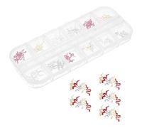 KAILIKETIY Breloques pour Ongles en Alliage Serpent Rouge, Accessoires pour Nail Art, Boîte de 60 Pièces, Décoration Manucure Diy, Choix Variés et Organisation Pratique Style Plusieurs styles