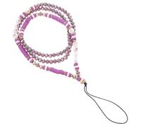 KAILIKETIY Chaîne Téléphone Portable DIY en Perles de Cristal Pendentif Alphabet, Cordon Violet en Pâte Polymère, Accessoire Polyvalent pour Femme, Taille Unique
