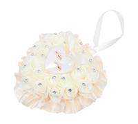 KAILIKETIY Coussin D'alliances pour Mariage de Cœur Rose Rangement pour Bagues, Matériau Plastique et Mousse, Style Romantique Beige pour Cérémonie