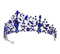 KAILIKETIY Diadème de Mariée Ornement de Coiffe Réutilisable Élégante en Strass Bleu, Couronne Coiffure Décorative Argentée, Accessoire Coiffure pour Bal de Fin D'année et Fête