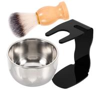 KAILIKETIY Ensemble De Rasage Pour Homme Blaireau Et Bol à Raser En Inox Support Pour Blaireau Brosse à Barbe Pour Soins Quotidiens