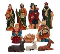 KAILIKETIY Figurines Nativité en Résine 10 Pièces pour Décoration de Noël, Scène de Naissance du Christ, pour Bureau ou Église, Décorations Traditionnelles
