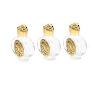 KAILIKETIY Lot De 3 Bouteilles d'eau Bénite en Verre Récipients Rechargeables Motif Délicat Couleur Dorée Bénédictions Festivals Petites Bouteilles Décoratives pour Voyager