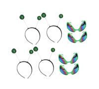 KAILIKETIY Lunettes de Soucoupe Volante et Serrage-têtes Verts 8 Pièces Taille Unique en Plastique Léger pour Fête, Bal Masqué et Carnaval Couleur Aléatoire