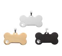 KAILIKETIY Médailles pour Animaux en Acier Inoxydable Argenté Lot de 3 Étiques Anti-Perte Design Unique et Gravure Personnalisée, Étiquettes Anti-Perte pour Chiens et Chats